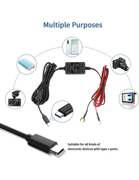 Kit de Cableado Duro USB Tipo C 12V-24V para Cámara