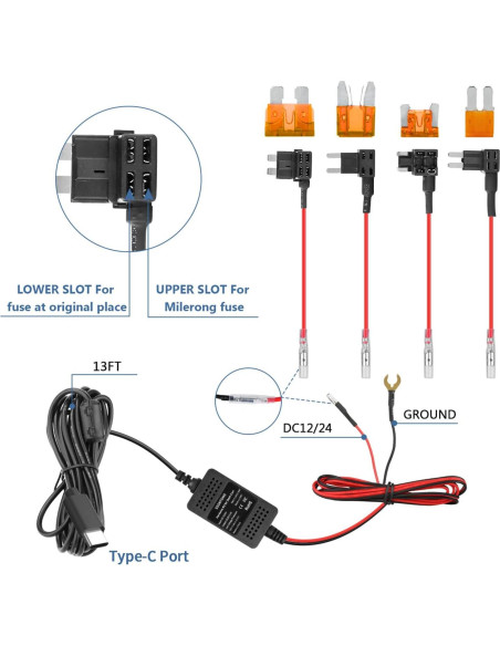 Kit de Cableado Duro USB Tipo C 12V-24V para Cámara