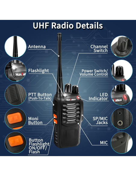 Walkie Talkies MaxTalker MT-8S Recargables 2 Pack