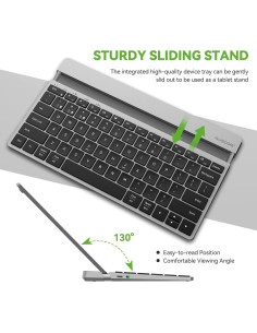 Teclado Bluetooth AUSDOM Sofkeys3 con Soporte para Tablet 2