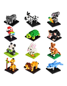 Bloques de Construcción Animales FUN LITTLE TOYS 12 Piezas