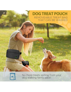 Bolsa de golosinas para perros JRQCSJY negra con riñonera 2