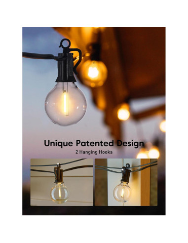 Luces de Cadena LED Brightown 25 pies Negro 12 Bombillas