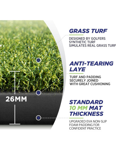 Alfombra de Golf Golfguru 5x4 pies con 10 Pelotas y 7 Tees