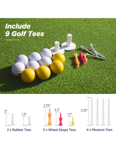Alfombra de Golf Golfguru 5x4 pies con 10 Pelotas y 7 Tees