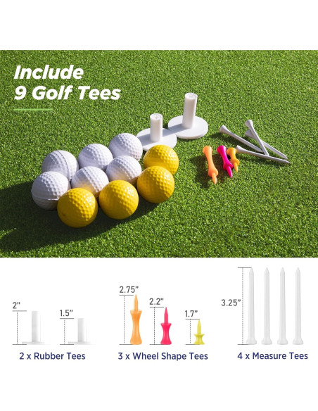 Alfombra de Golf Golfguru 5x4 pies con 10 Pelotas y 7 Tees