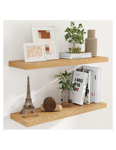 Estantes Flotantes de Madera Roble 90 x 23.6 cm - Juego de 2