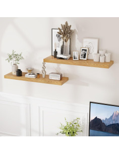 Estantes Flotantes de Madera Roble 90 x 23.6 cm - Juego de 2 2