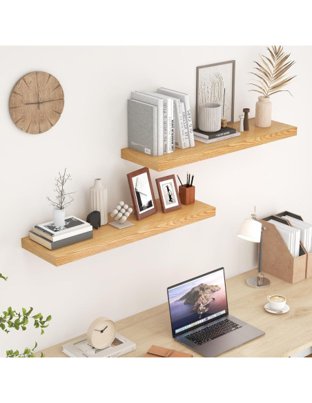 Estantes Flotantes de Madera Roble 90 x 23.6 cm - Juego de 2
