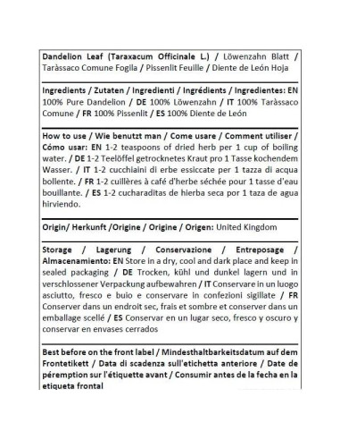 Hoja de Diente de León Orgánica Herba - 50g Puro y Natural