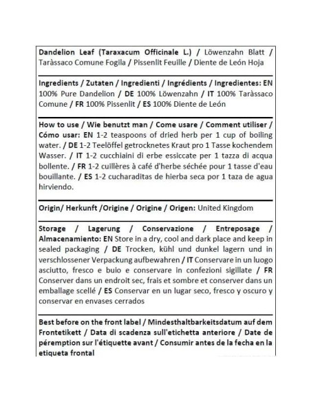 Hoja de Diente de León Orgánica Herba - 50g Puro y Natural