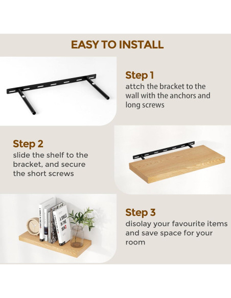 Estantes Flotantes de Madera Roble 90 x 23.6 cm - Juego de 2
