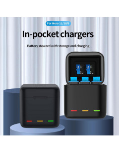 Cargador TELESIN para GoPro Hero 12 11 10 9 + 2 Baterías 2