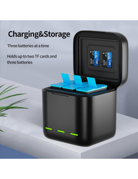 Cargador TELESIN para GoPro Hero 12 11 10 9 + 2 Baterías