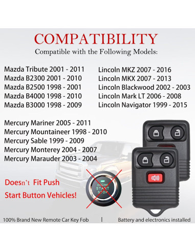 Control Remoto MechanMagic para Ford y Mazda 2 Botones