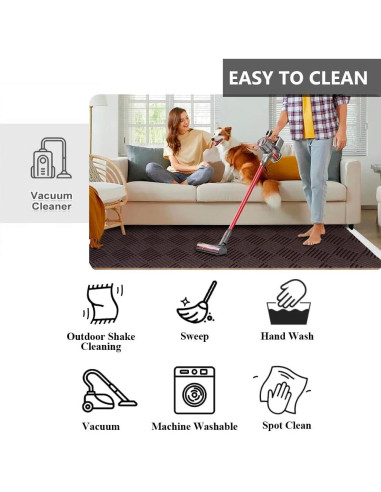 Alfombra Antideslizante LITA 61x183 cm Marrón para Pasillo