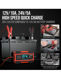 Cargador de Batería NEXPEAK NC201 10A 12V 24V Inteligente 2