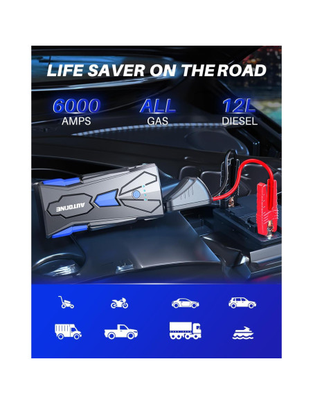 Arrancador de Batería AUTOONE JS02 6000A 12V USB LED