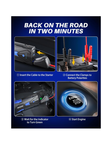 Arrancador de Batería AUTOONE JS02 6000A 12V USB LED