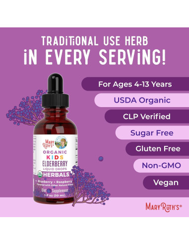 Gotas Líquidas de Saúco MaryRuth 29.57ml - Suplemento Infantil