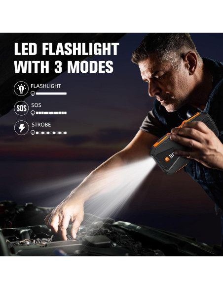 Arrancador de Batería ASPERX 3000A Portátil 12V con LED