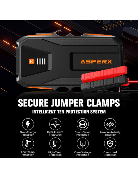 Arrancador de Batería ASPERX 3000A Portátil 12V con LED