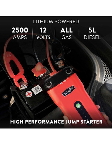 Arrancador Weego N70 12V 2500A Pico 700A Gasolina/Diesel