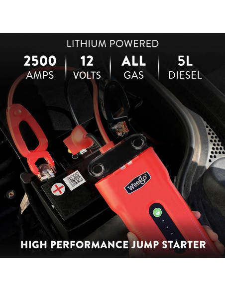 Arrancador Weego N70 12V 2500A Pico 700A Gasolina/Diesel