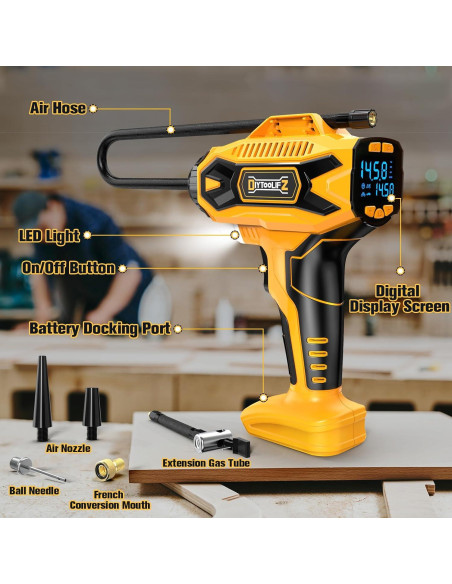 Compresor de Aire Inalámbrico DIYtoolifz 20V 160PSI Portátil