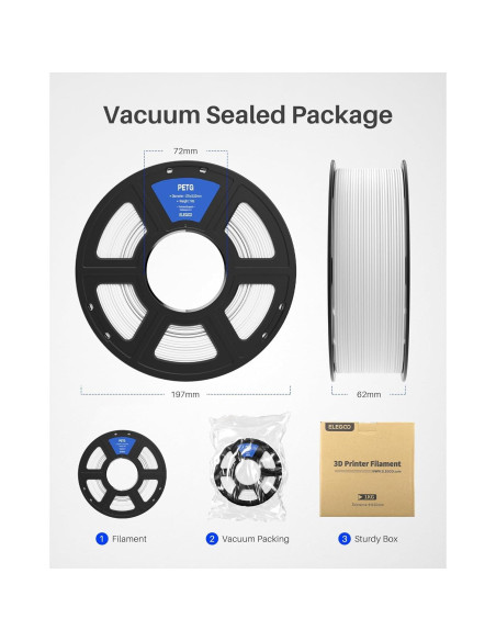 Filamento ELEGOO PETG 1.75mm Azul 1KG para Impresora 3D