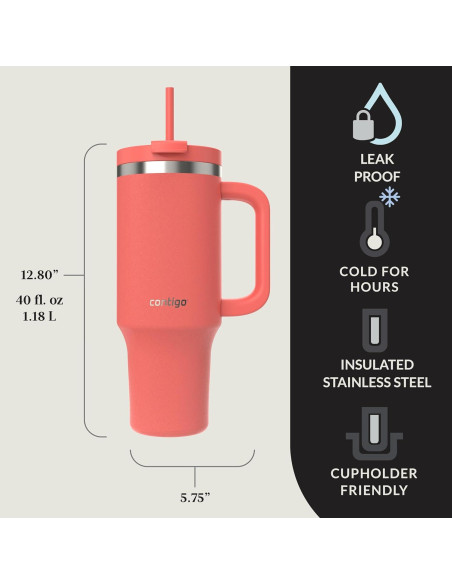 Taza Contigo Streeterville 1.18L Acero Inoxidable Coral