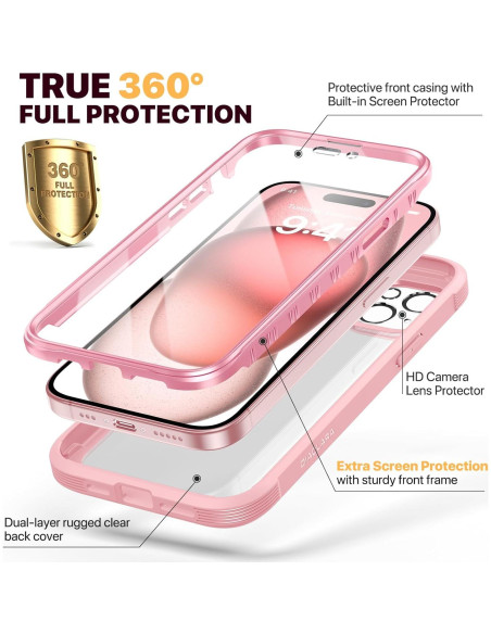 Funda Rugerizada Diaclara para iPhone 15 6.1" Rosa Funda Rugerizada Diaclara para iPhone 15 6.1" Rosa