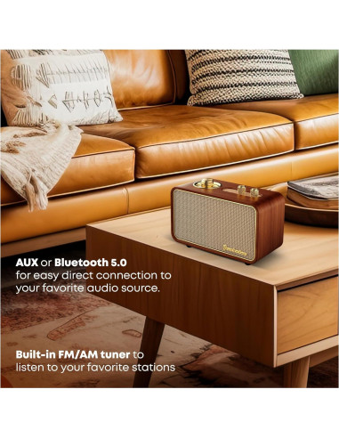 Altavoz Bluetooth Retro TRENBADER Artlink Madera 12h Batería