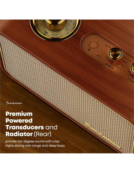 Altavoz Bluetooth Retro TRENBADER Artlink Madera 12h Batería