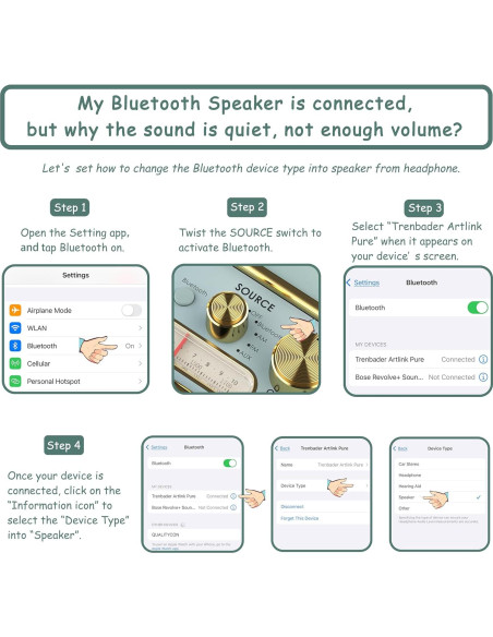 Altavoz Bluetooth Retro TRENBADER Artlink Madera 12h Batería