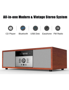 Sistema Estéreo Bluetooth WISCENT WTB-797 CD 30W Marrón 2