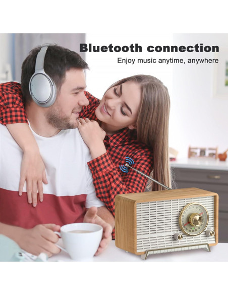 Radio Retro YOWGULF de Madera Bluetooth AM/FM 23.66cm