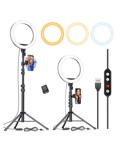 Luz de Anillo LED Kaiess 10.2" con Trípode Ajustable 65"