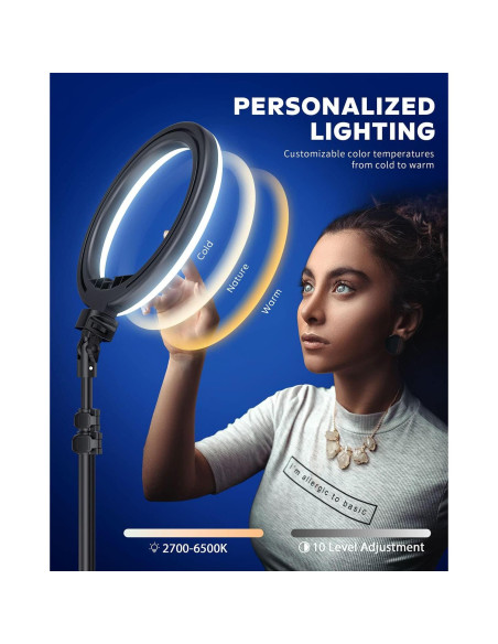 Luz de Anillo LED Kaiess 10.2" con Trípode Ajustable 65"