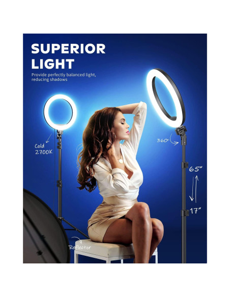 Luz de Anillo LED Kaiess 10.2" con Trípode Ajustable 65"