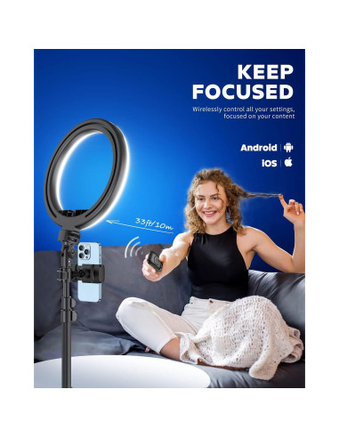 Luz de Anillo LED Kaiess 10.2" con Trípode Ajustable 65"