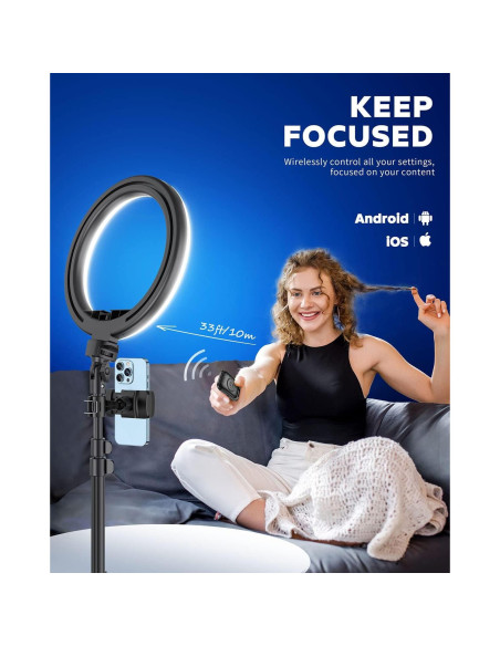 Luz de Anillo LED Kaiess 10.2" con Trípode Ajustable 65"