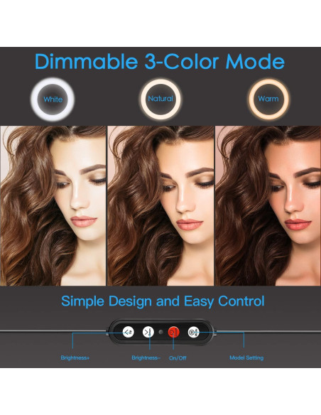 Luz de Anillo LED Kaiess 10.2" con Trípode Ajustable 65"