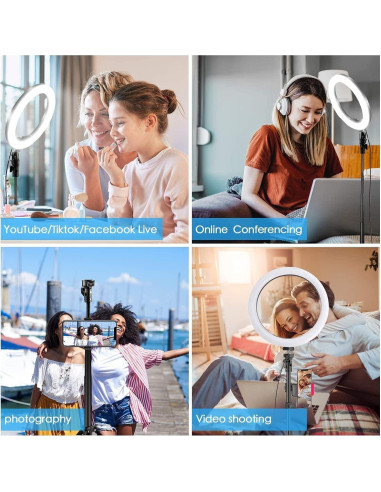 Luz de Anillo LED Kaiess 10.2" con Trípode Ajustable 65"