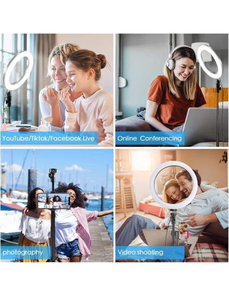 Luz de Anillo LED Kaiess 10.2" con Trípode Ajustable 65"