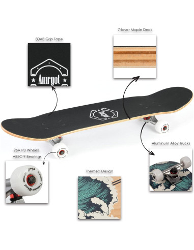 Patineta Amrgot 31x10 cm para Principiantes Dragón