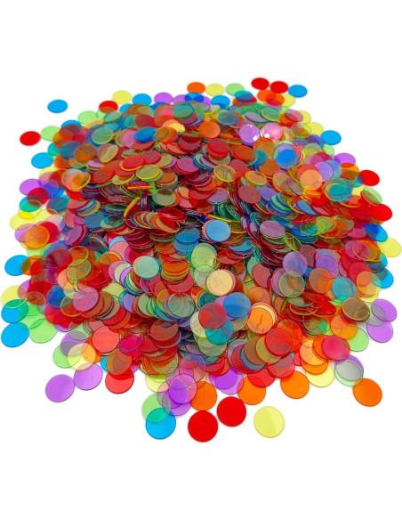2000 Fichas de Bingo Transparentes JUNWRROW 1,91 cm 6 Colores