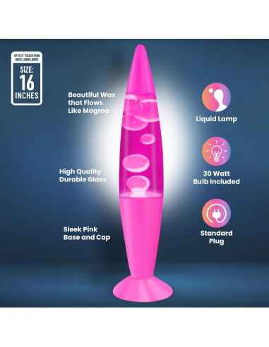 Lámpara Líquida Jambo KL-17 41.15 cm Rosa y Cera Blanca