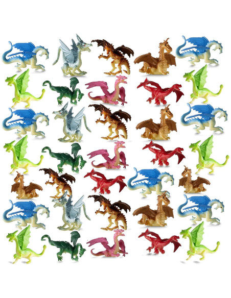 Figuras de Dragón Bedwina - Paquete de 36 Mini Juguetes