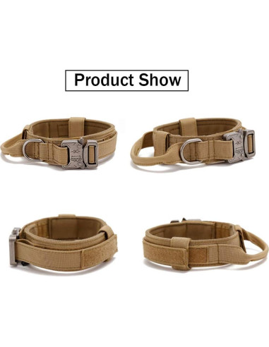 Collar y Correa Táctica para Perros Xqpetlihai Marrón Grande